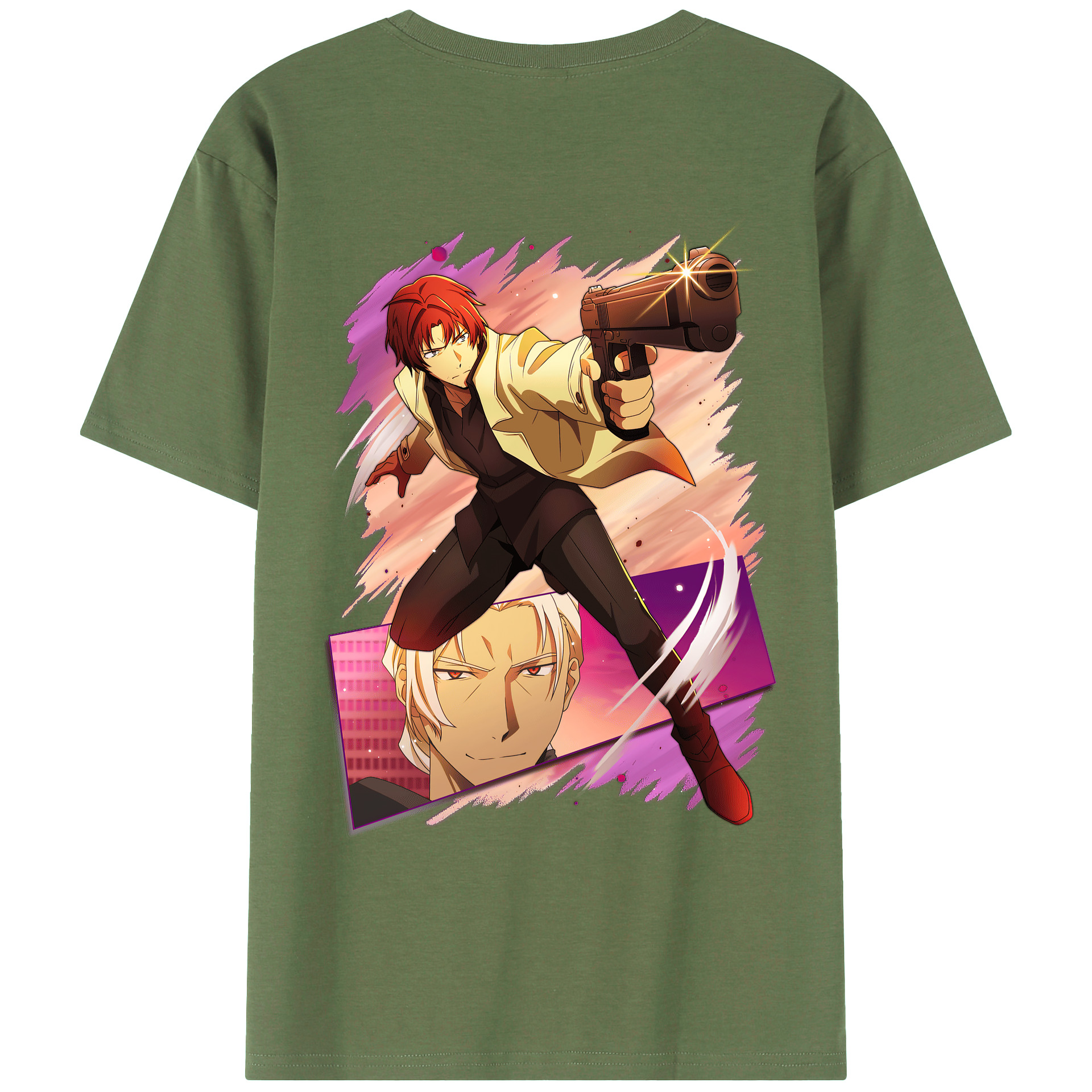（画像用） 文豪ストレイドッグス Bungo Stray Dogs 綿100％ メンズ半袖Tシャツ（バックプリント） 通気性